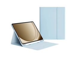 Capa Com Teclado Bluetooth Em Couro Compatível Com Ipad Pro 11 2024, Cor Azul