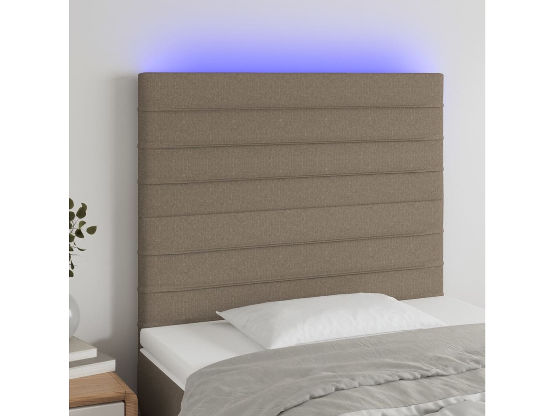 Cabeceira | Painel De Cama Cama C/ Led Tecido 100x5x118/128 Cm Cinza-acastanhado