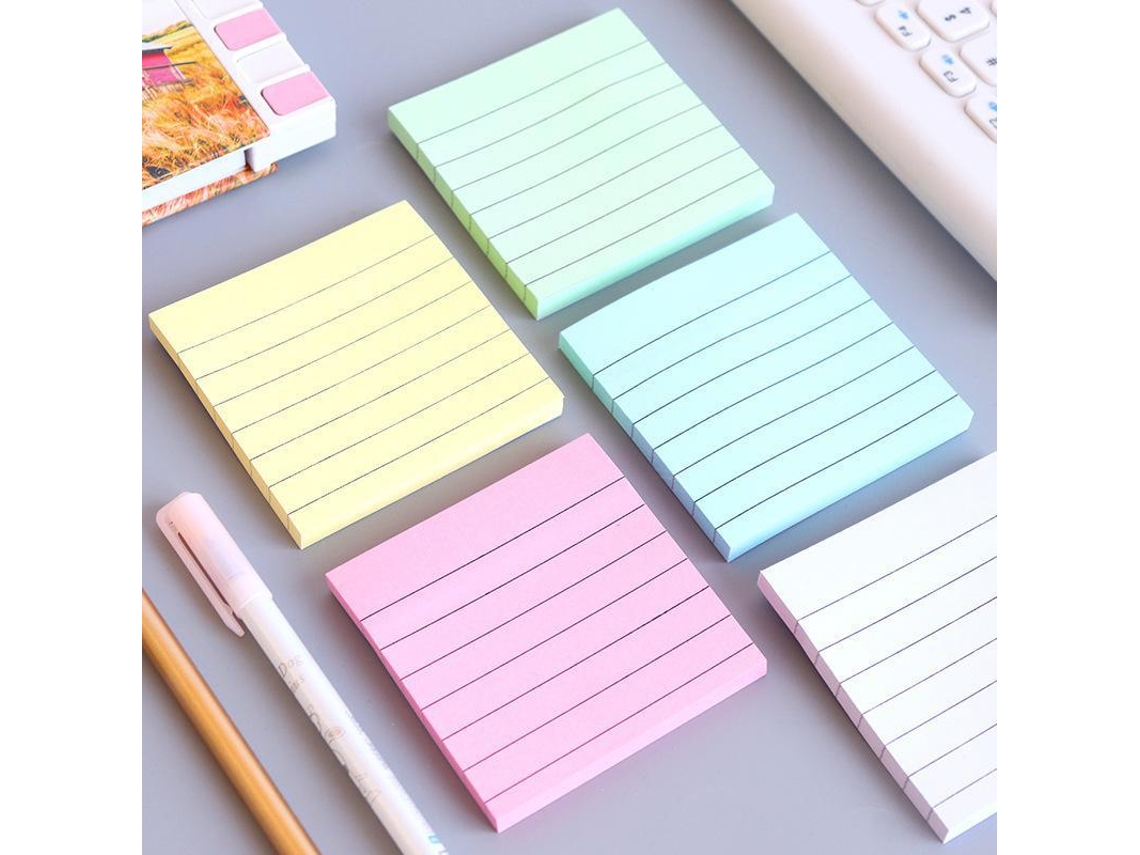 Notas Adesivas Pautadas Com Linhas 33 Notas Adesivas 5 Cores Doces 5 Blocos, 70 Folhas/bloco Aquaforge