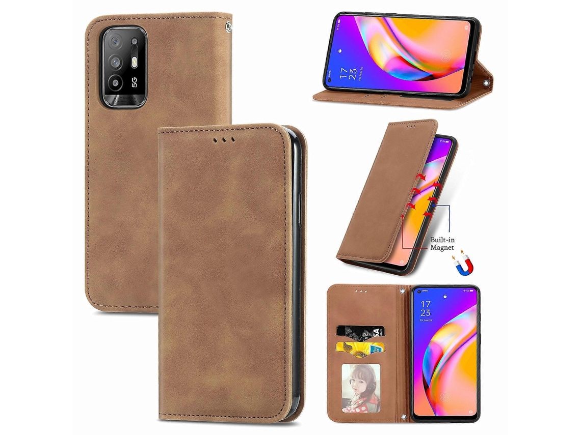 Capa De Couro Horizontal Magnética Retro Skin Feel Business Para Oppo A94 5g