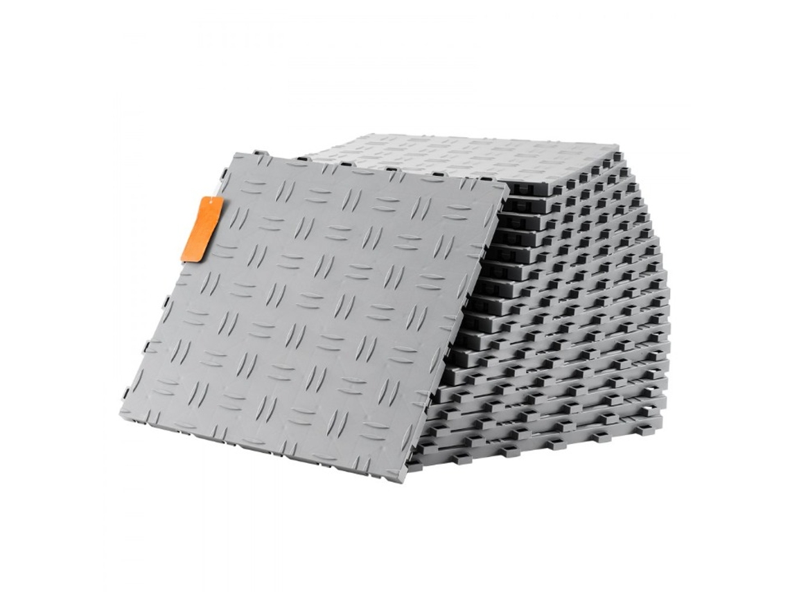 Conjunto De 50 Ladrilhos De Pavimento Modular Prata 305x305mm Antiderrapantes Tekmaquinas