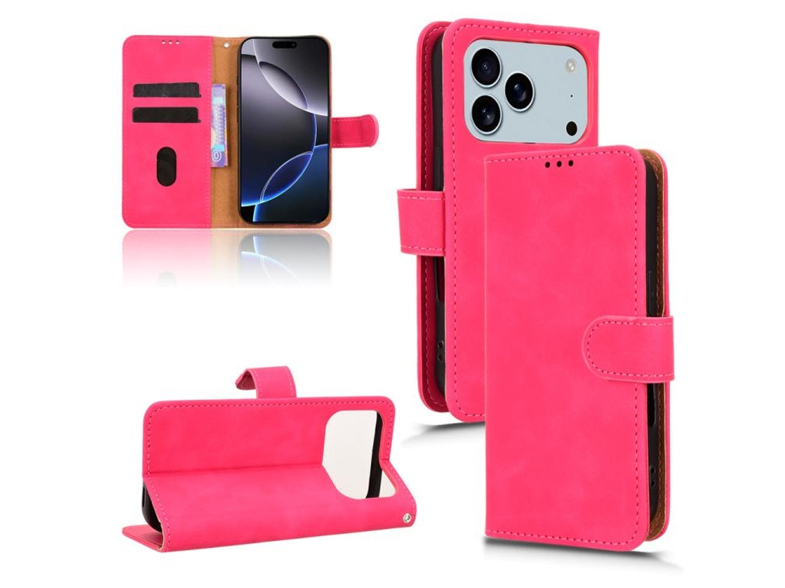 Capa De Couro Para Iphone 17 Pro Com Fecho Magnético