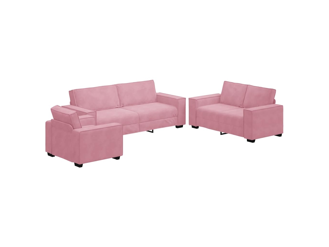 Conjunto de Sofá de 3 Pçs com Almofadas Veludo Rosa MAISON EXCLUSIVE