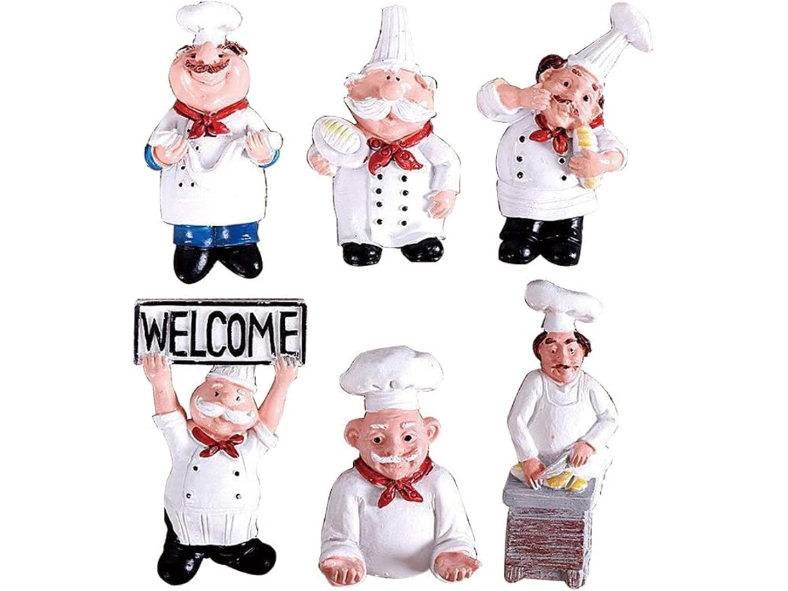 Conjunto De 6 Ímãs De Geladeira Em Resina 3 D Com Tema De Chef E Pão, Para Uso Doméstico, Confeitaria E Organização Da Cozinha