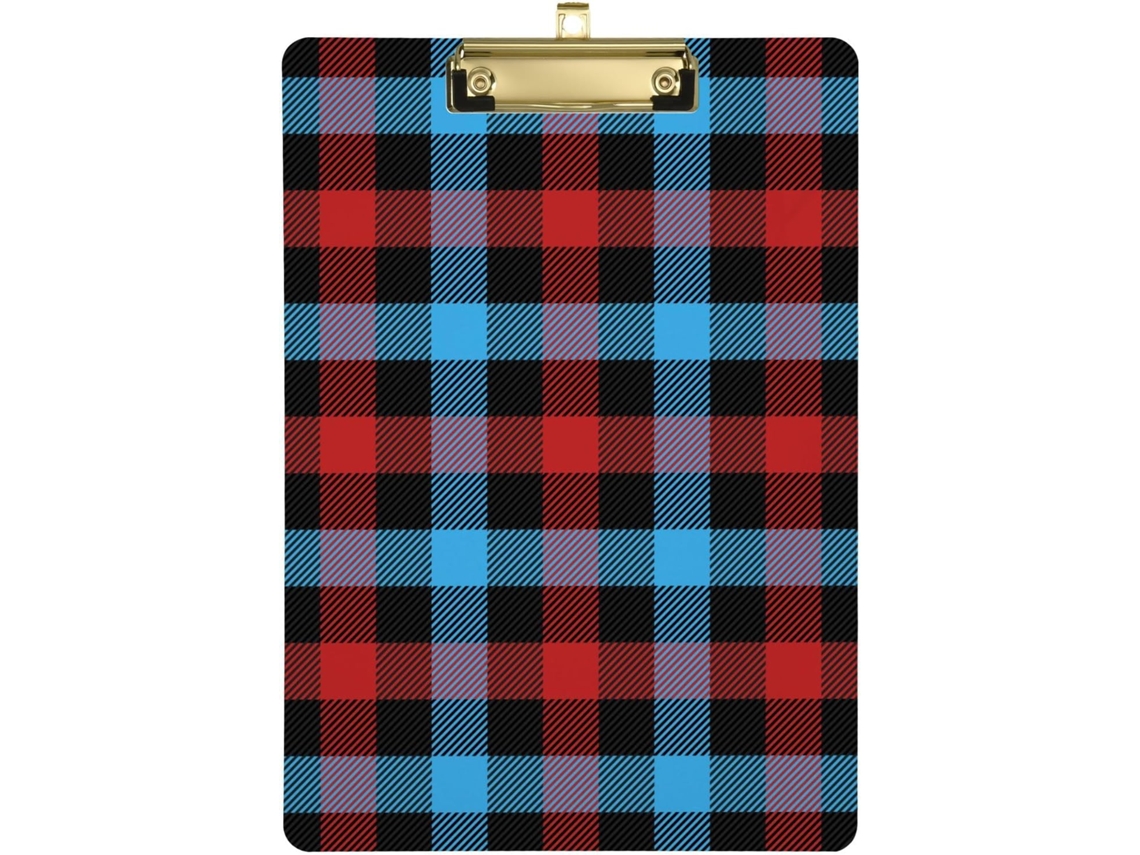 Prancheta Grossa com Furo Padrão para Professor Xadrez Escocês Vermelho e Azul 31,8 X 22,9 0,3 Cm