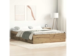 Vidaxl Estrutura De Cama Sem Colchão 120x190 Cm Carvalho Artesanal