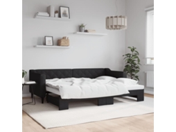 Vidaxl Sofá-cama Com Gavetão 80x200 Cm Tecido Preto