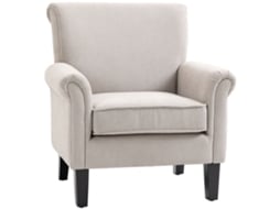 Poltrona Estofada em Tecido Poltrona Relax com Apoio para os Braços Assento Removível e Lavável Pés de Madeira 79x78x87cm Cinza ZACHARY