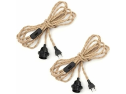 2 Pares Cavo Lampada a Sospensione Corde Di Canapa 4.5m, Interruttore E27 | S/MARCA