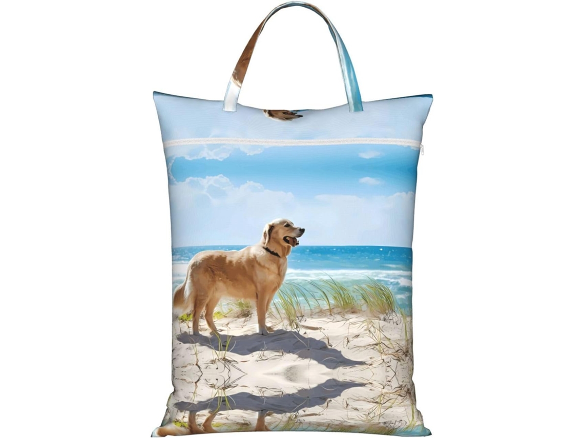 Saco De Roupa Suja De Viagem Golden Retriever Com Zíper E Alça, Saco