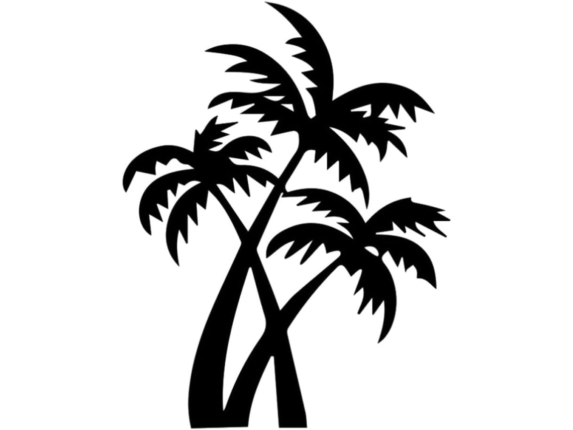 Adesivo De Parede Em Pvc Com Árvore Tropical Preta, À Prova D'água E Fácil De Aplicar.