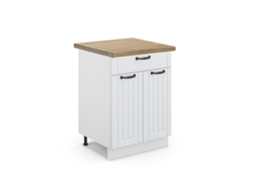 Móvel de cozinha Vicco Fame-Line, branco country, 60 cm com gaveta, carvalho PA