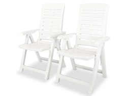 Vidaxl Conjunto De 2 Cadeiras Reclináveis Dobráveis De Plástico Branco.