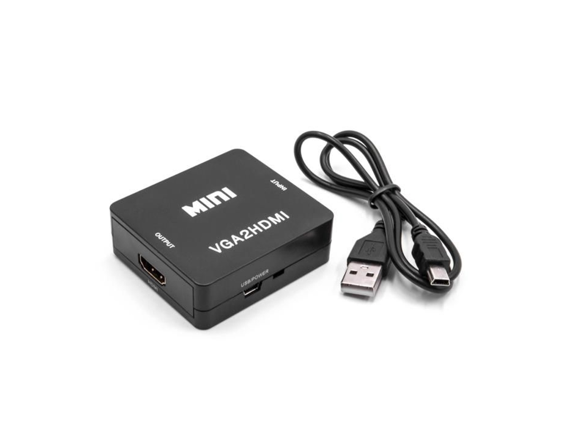 Adaptador conversor VGA para HDMI para TV, PC, laptop, notebook e outros monitores preto Vhbw