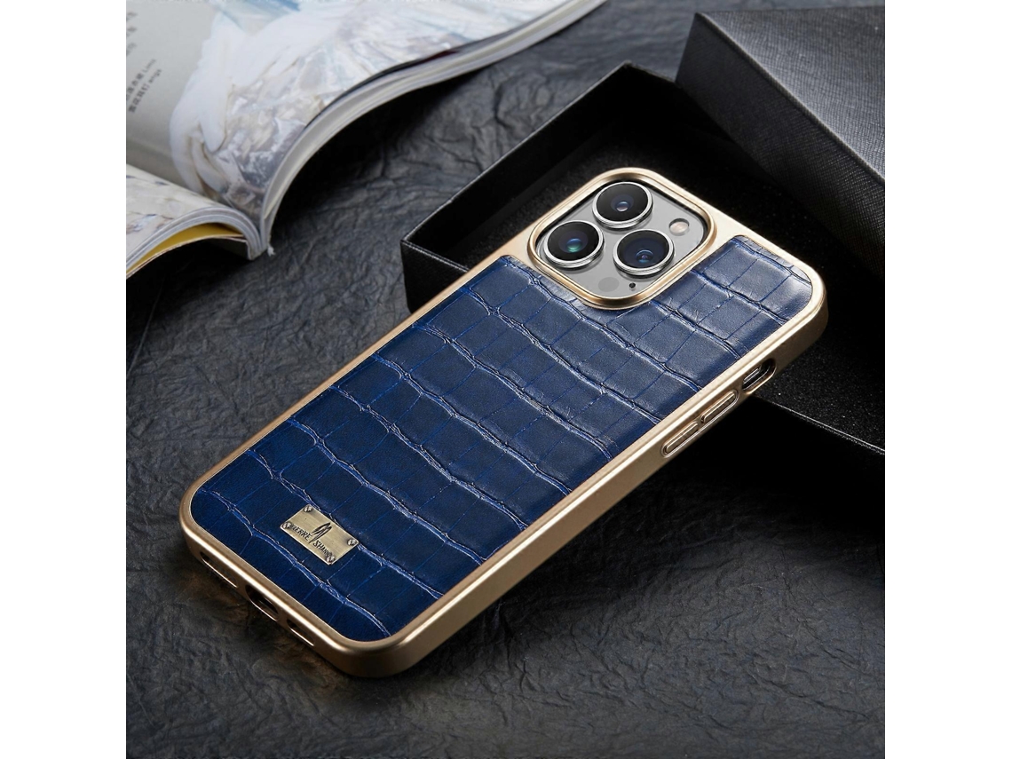 Capa De Celular Pu Galvanizada Com Textura De Crocodilo Para Iphone 13 Pro, Azul