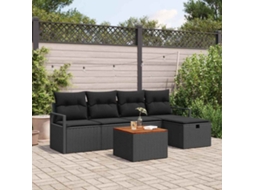 Vidaxl Conjunto De Sofá De Jardim 6 Unid. Preto Rattan Sintético