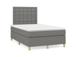 Cama com Molas e Colchão Tecido Cinzento Escuro MAISON EXCLUSIVE (120x200 cm)