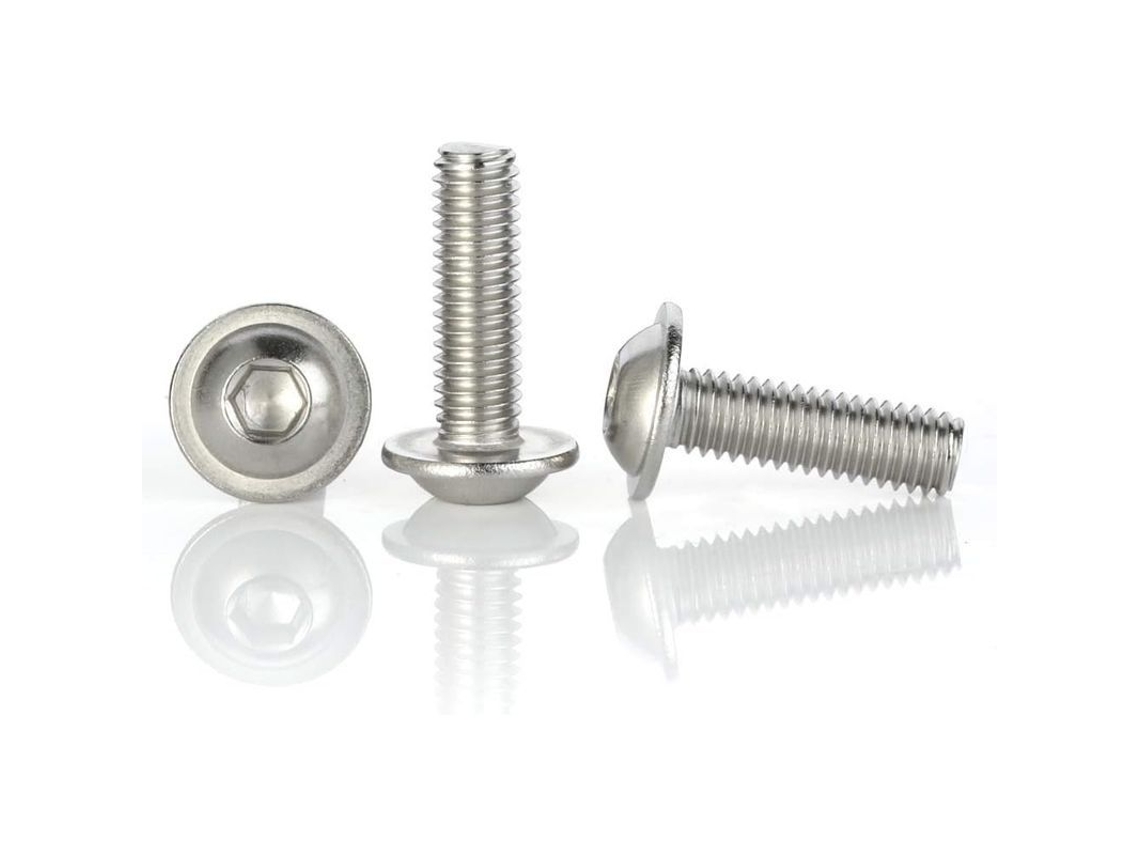 Parafusos de cabeça abaulada flangeada M5 x 10 mm, aço inoxidável 304, rosca completa, pacote com 100 peças.