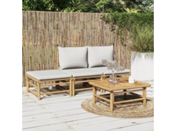 Vidaxl 4 Pcs Conj. Lounge De Jardim Bambu C/ Almofadões Cinzento-claro
