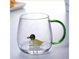 Caneca De Vidro 3d Com Formato Animal, Feita À Mão Um Patinho Fofo No Interior, 400ml, Alça, Resistente Ao Calor, Ideal Para Café, Aquaforge