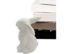 Escultura de Coelho em Porcelana Estatueta de Coelho da Páscoa em Cerâmica Branca, Decoração de Mesa, Ornamento para CHABERLU