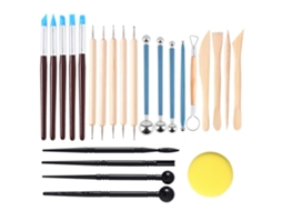 Conjunto de 24 Peças de Ferramentas para Modelagem em Argila e Escultura em Cerâmica. AQUAFORGE