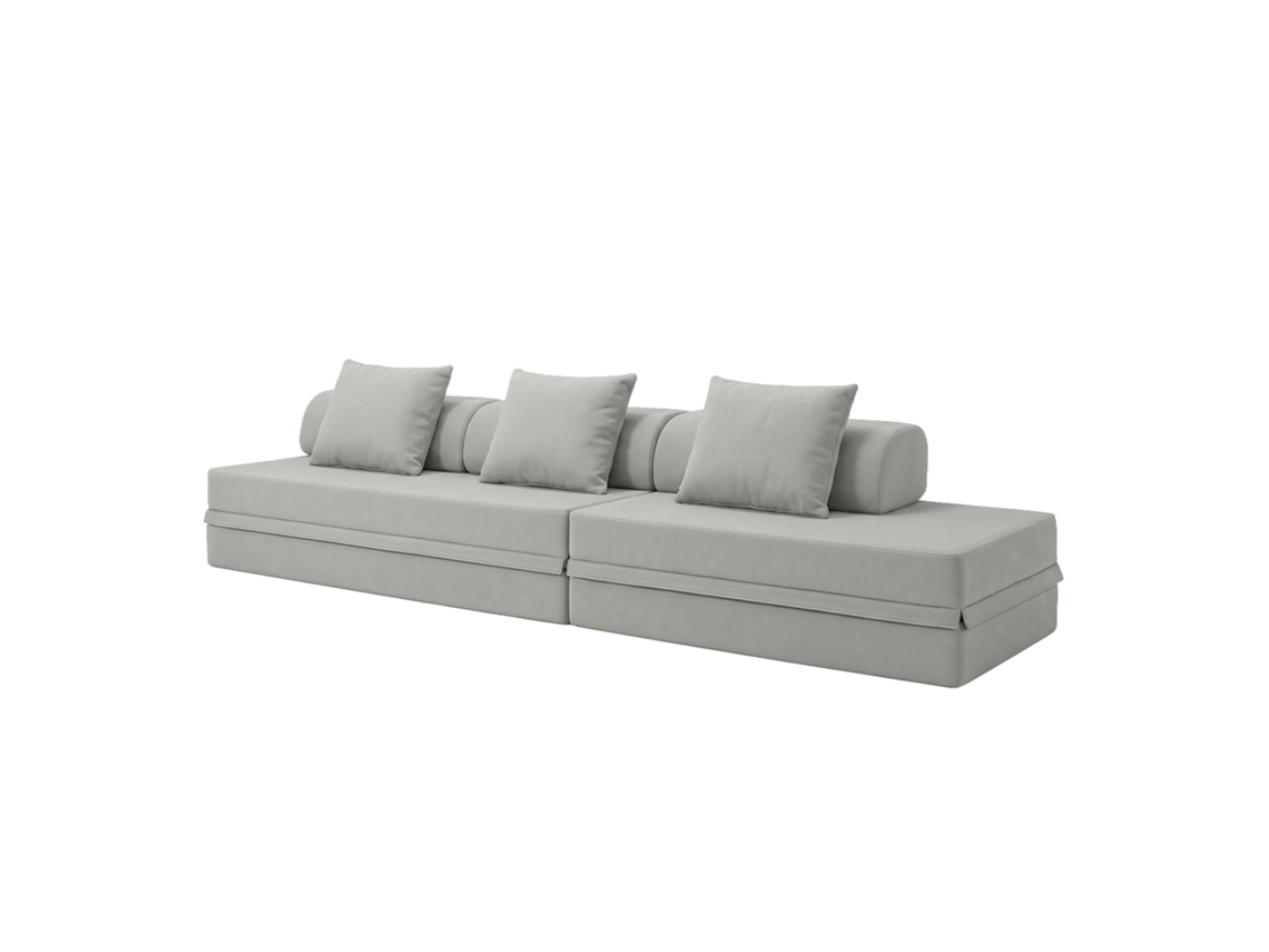 Sofá Modular 3+2 Lugares Convertível Liso Cinza Escuro SKOFFA