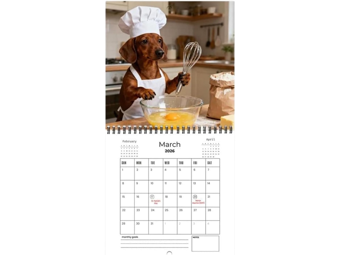 Calendário De Parede, Planejador Mensal Com Dachshunds, Anual De Com Cachorros, Para Compromissos, Feriados