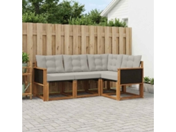 Vidaxl Conjunto De Sofás Para Exterior 4 Pcs Natural E Cinzento-claro