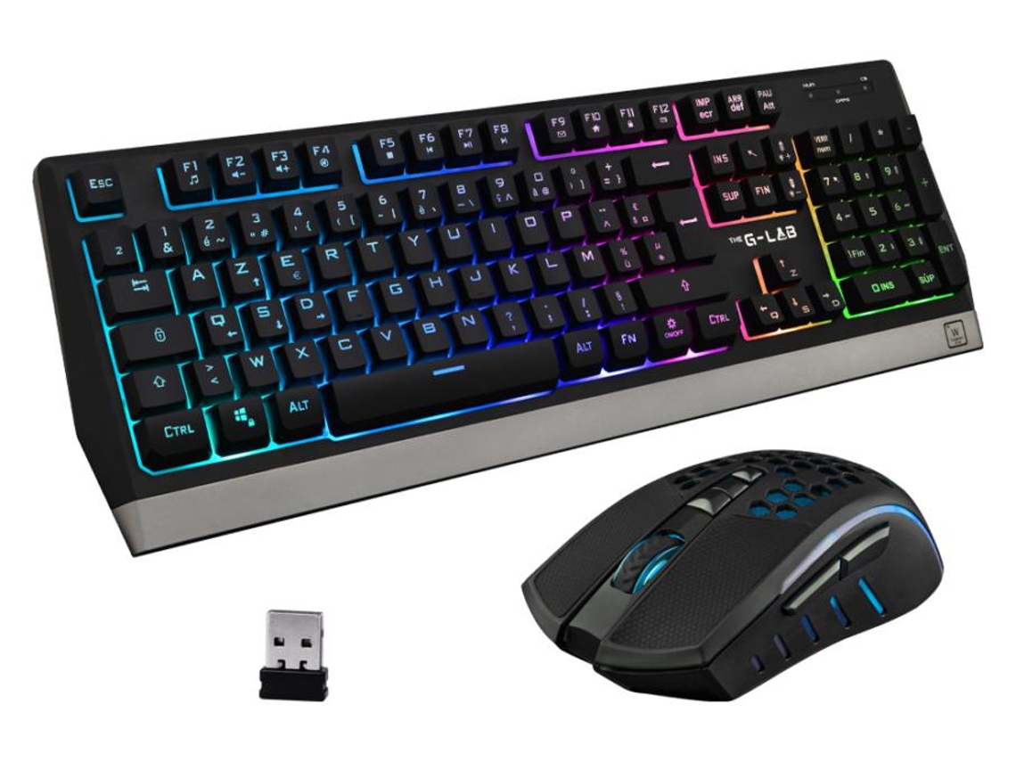 THE G-LAB Combo Tungsten Teclado Rf Wireless + Usb Azerty Francês Preto