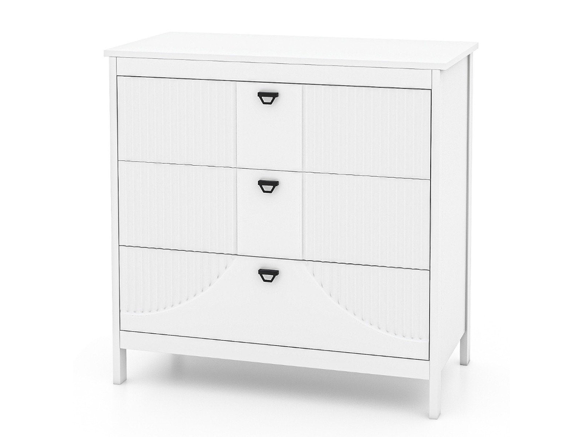 Cômoda de Madeira, 3 Gavetas, Puxadores de Metal, Moderno | NORTHIO | NORTHIO