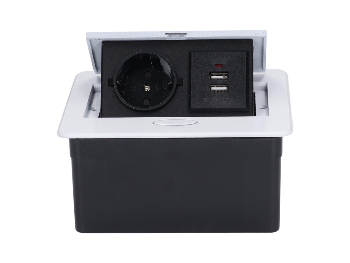 Tomada De Mesa Embutida 2500w 2pin 2 Usb 16a