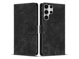 Capa De Celular De Couro Fosco Retrô Com Estampa De Mandala