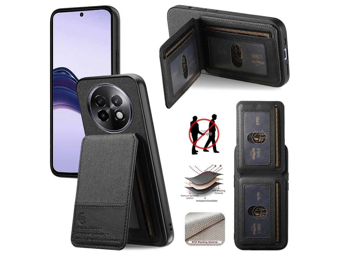 Capa De Celular Com Bolsa Para Cartão Rfid De Couro E Tecido De Sarja Com Flip Vertical