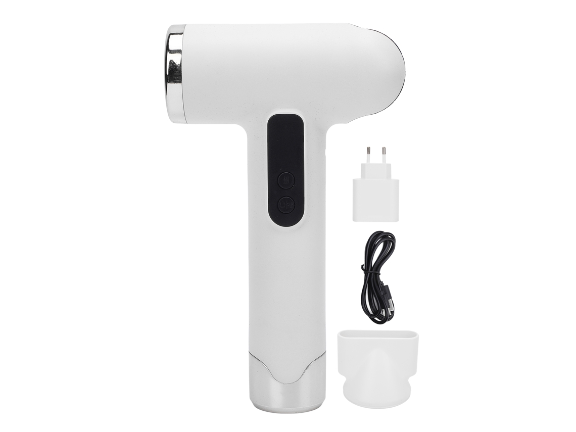 Secador de cabelo sem fio de 200 W e 100000 rpm, recarregável por USB, rápido, portátil, branco, plugue europeu | S/MARCA