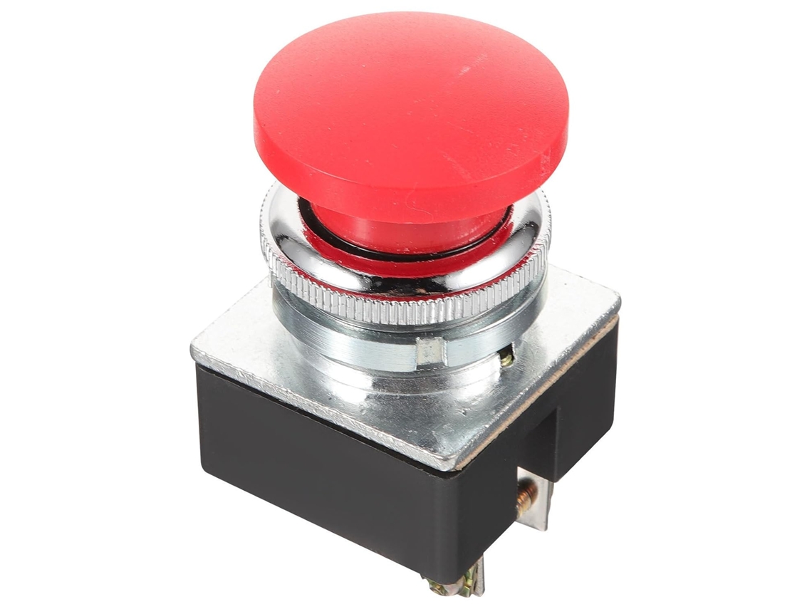 Botão Plano Momentâneo Vermelho De 30 Mm Com Reinicialização Automática.