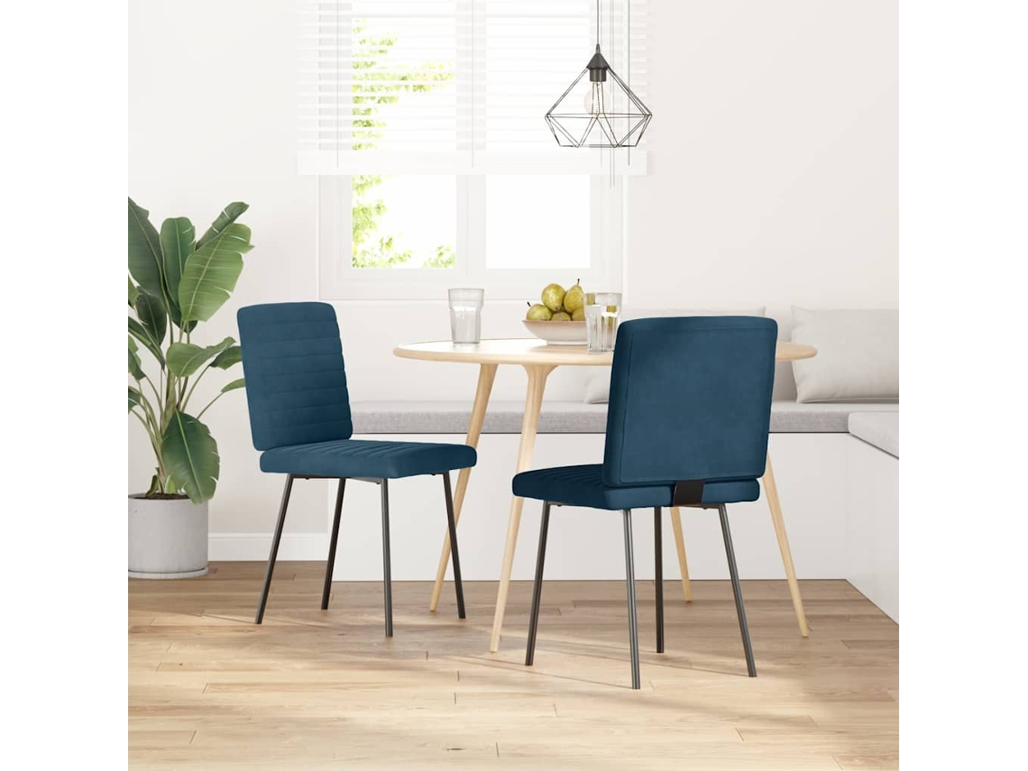 Vidaxl Cadeiras De Jantar 2 Pcs Veludo Azul