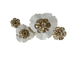 Decoração de Parede Dkd Home Decor 93 X 8,3 X 54 Cm Dourado Branco Bloemen