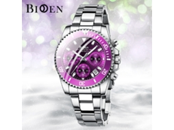 Relógio Feminino MDUG Casual de Quartzo com Pulseira de Aço Inoxidável, Diamantes, 6 Ponteiros e Movimento de Quartzo