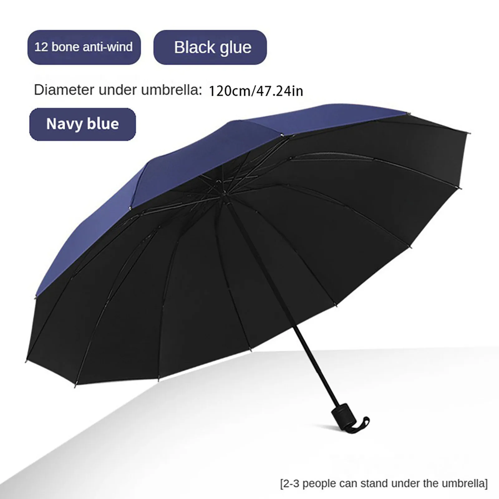 (azul Escuro, 10k) Guarda-chuva Grande Manual, Estrutura Reforçada, Resistente, Impermeável E À Prova De Vento.