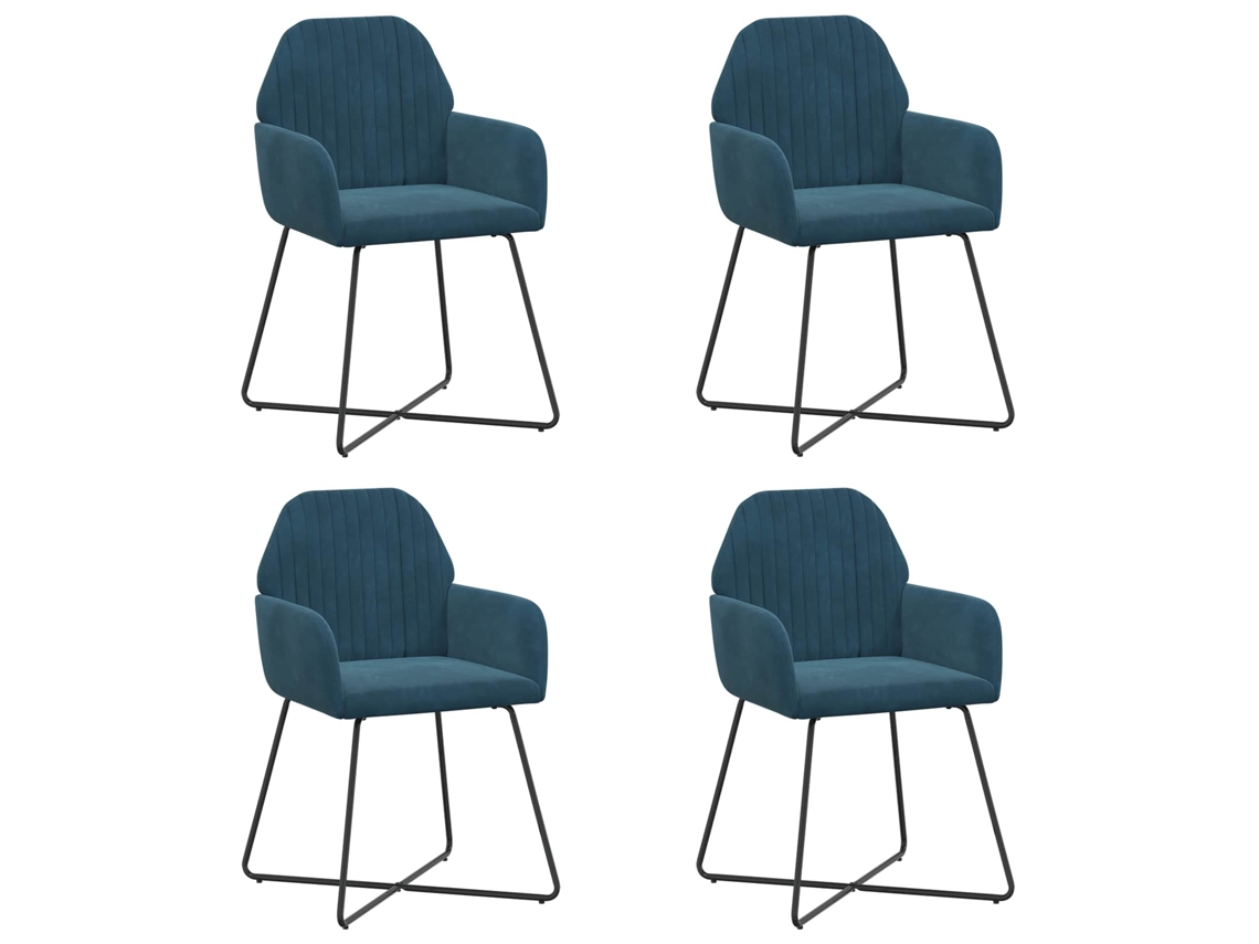 Maison Exclusive - Cadeiras De Jantar 4 Unid. Veludo Azul 55 X 50 X 84 Cm