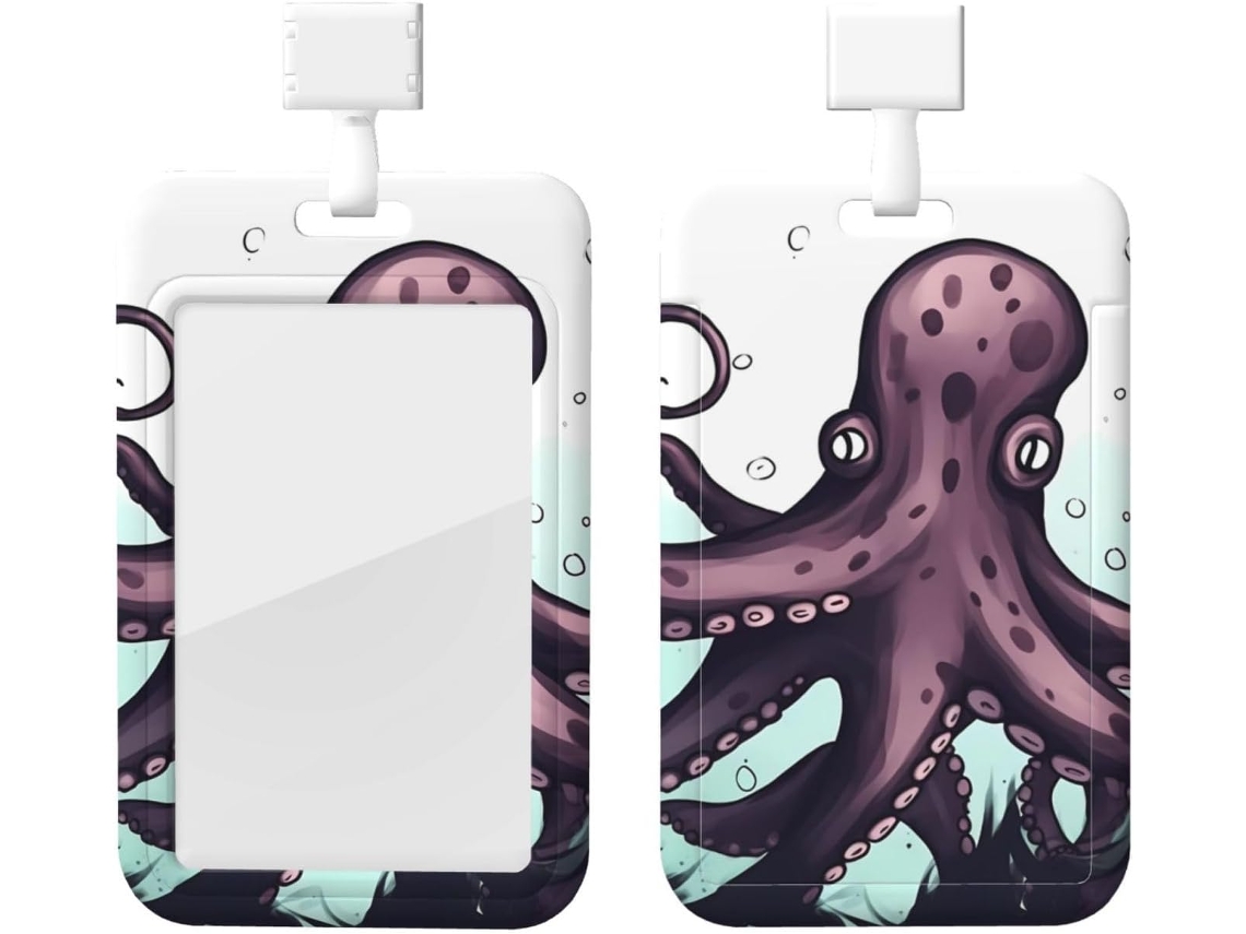 Porta Crachá Com Estampa De Tentáculos Polvo E Cordão, Capa Protetora Impermeável De Plástico Crachá, Ideal