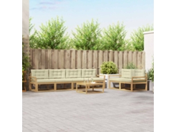 Vidaxl Conjunto De Sofás Para Exterior 6 Unid. Branco E Creme