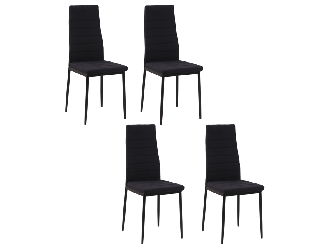 Conjunto De Cadeira Espuma, Metal, Linho Sintético (100% Poliéster) Cor Preto 41x50x97 Cm Homcom