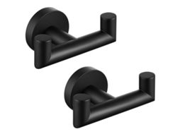 Conjunto De 2 Ganchos Toalha – Suporte Toalha Parede – Aço Inoxidável – Preto – 4,9×4,9×5,8 Cm