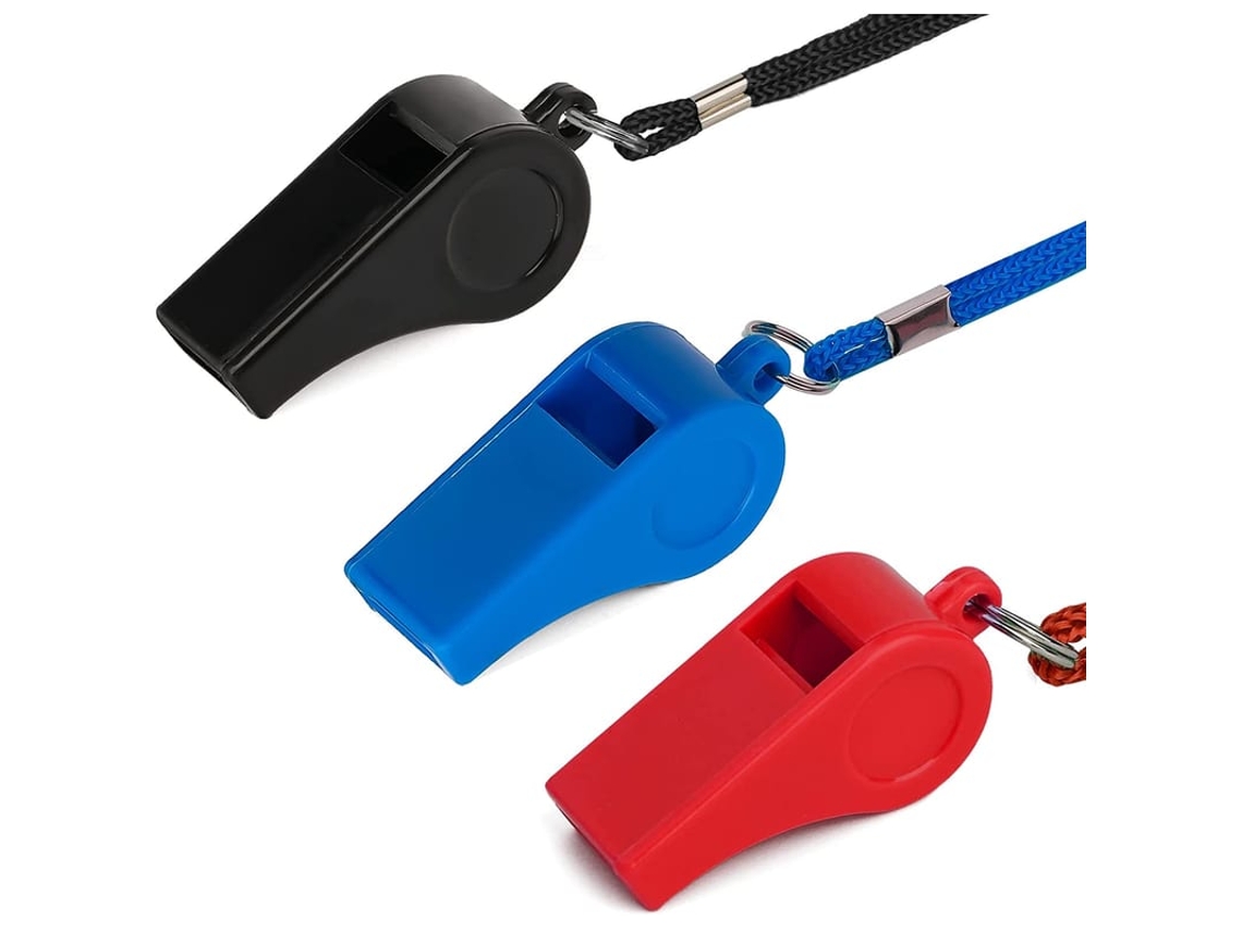 3 Apitos De Plástico Com Cordão, Apito Esportivo Para Treinamento Sobrevivência Emergência Desportos Preto Azul Vermelho