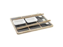 Conjunto De Sushi Dkd Home Decor Natural Preto Ardósia Bambu (25 X 19 X 3 Cm)