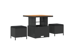 Conjunto 12 Conjunto De Sofá De Jardim Vidaxl Preto Vime Pe (286 X 234 X 85 Cm)