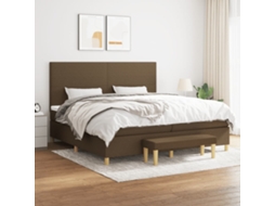 Vidaxl Cama Com Molas/colchão 200x200 Cm Tecido Castanho-escuro
