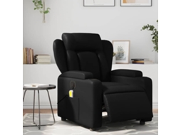 Vidaxl Poltrona Massagens Reclinável Elétrica Couro Artificial Preto